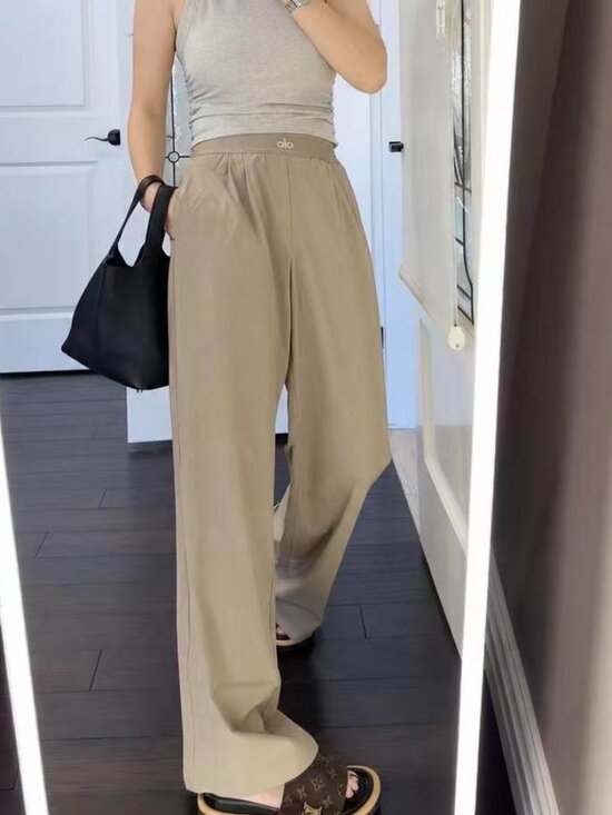 ALO Yoga Pants - Regular ALO Yoga Suit Up Trouser Gravel Color 🤍 NWT, Relaxed Straight Leg